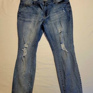 Women's Distressed Blue Jeans